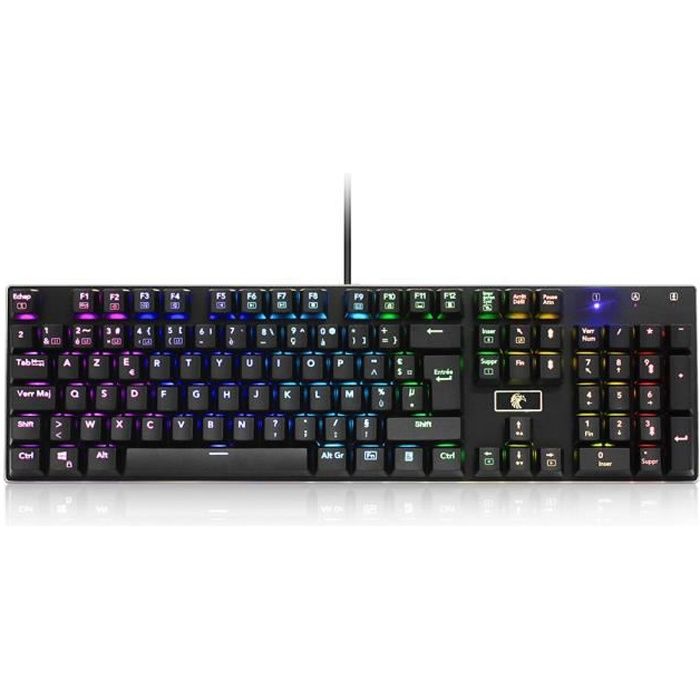 aLLreLi  Clavier Gaming Mécanique K643 AZERTY avec LED RGB