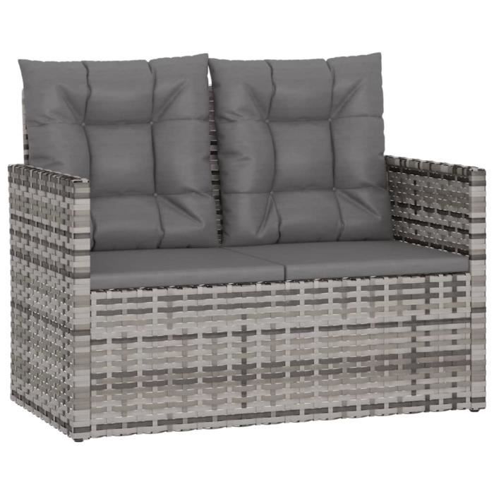 Banc de jardin - CUQUE - A362319 - Résine tressée - Coussins inclus - 105 cm gris anthracite