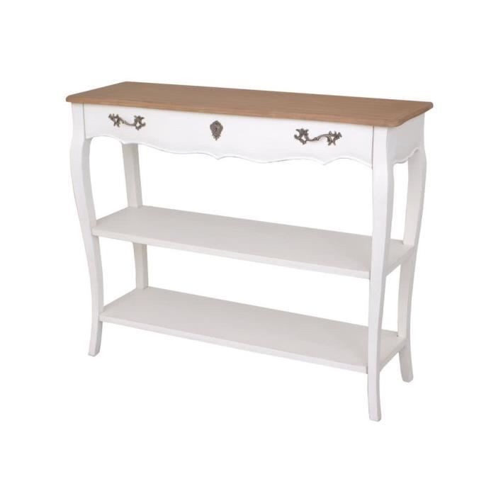 table console en bois blanc grand tiroir pauline