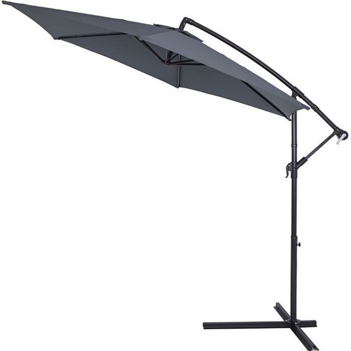 KINGSLEEVE® Parasol déporté Ø 300 cm inclinable anthracite Parasol en aluminium avec manivelle Jardin Protection UV 40+