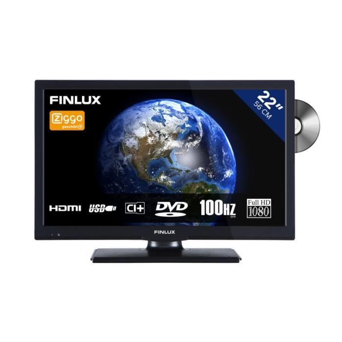 Téléviseur 22 pouces (56 cm) LED Full HD avec lecteur DVD intégré et  alimentation secteur ou 12 volts FINLUX - FLD2222 Noir - Cdiscount TV Son  Photo