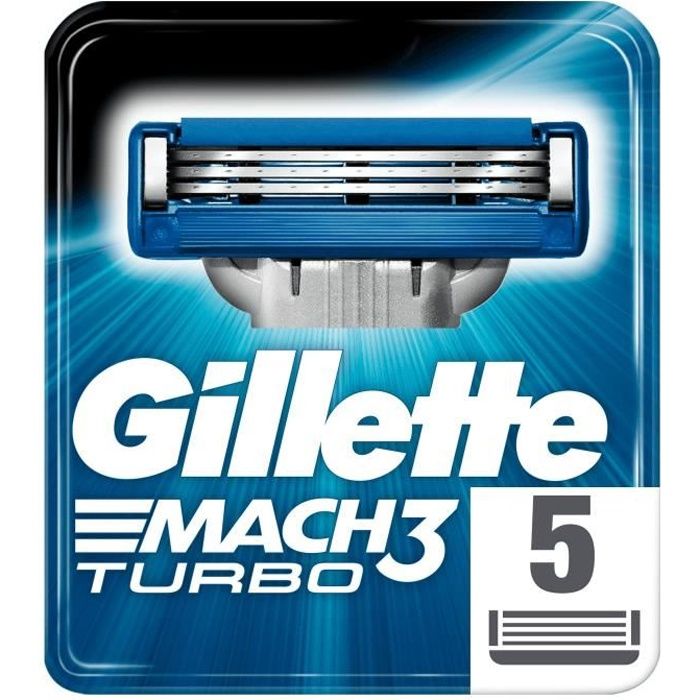GILLETTE Lot de 5 Lames rasoir Mach3 Turbo