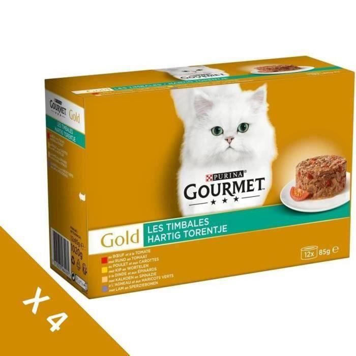 Meilleurs prix pour [Lot de 4 / 12 x 85g] GOURMET Gold Timbales Multi varietes legumes - Chat adulte - 4 boites de 12 x 85g