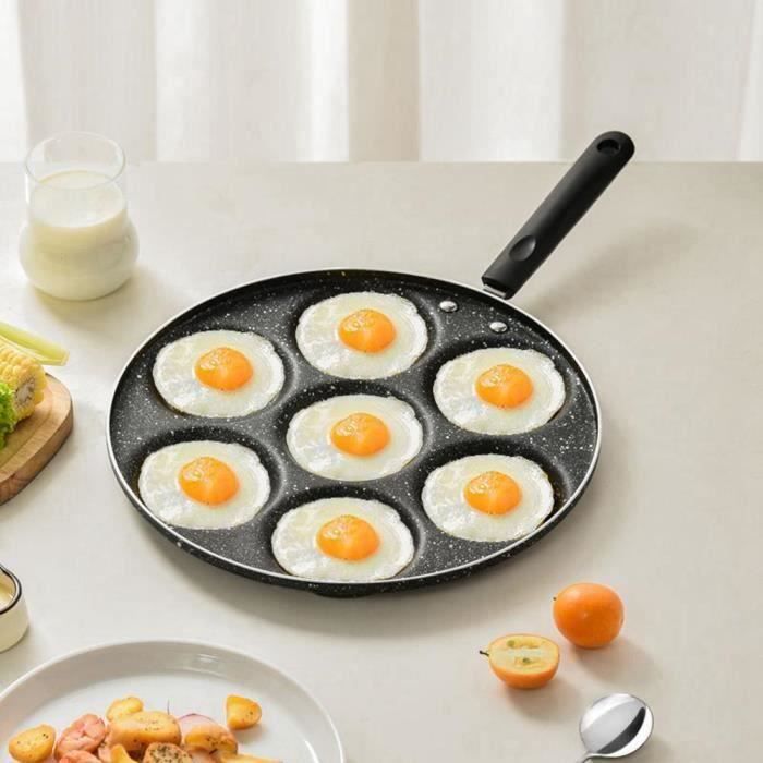 Poêle à œufs 7 Trous Antiadhésive - Revêtement Pierre Maifan, Acier Inoxydable 26 Cm, Poignée Isolante, Pour Omelettes, Bacon, Crêpes - 1