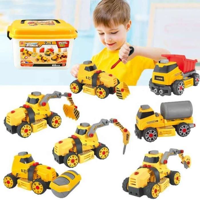 Lot De 3 Véhicules De Chantier Jouets - Pelleteuse, Camion Benne, Tractopelle - À Friction Pour Enfants 3 Ans +