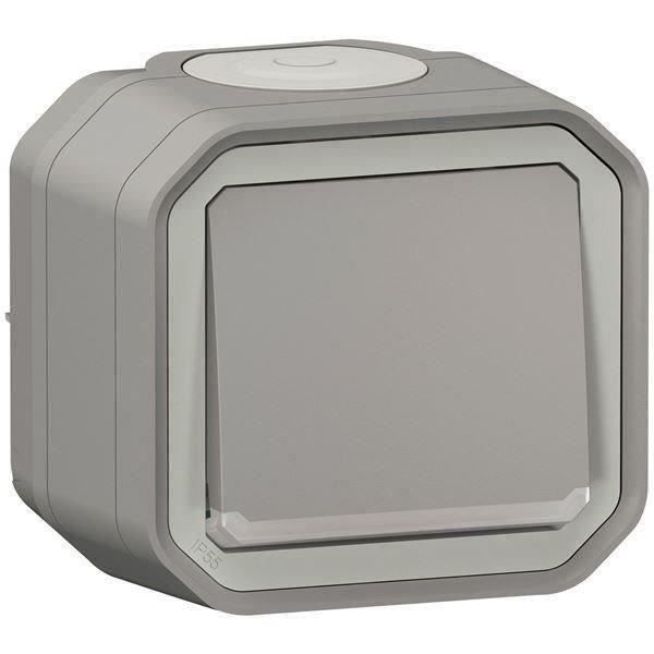 LEGRAND Bouton poussoir lumineux étanche Plexo - 10A - Gris