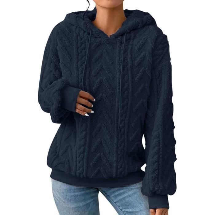 Sweat Polaire Capuche Hiver Chaud Veste Polaire Femme avec Capuche Grande Taille Manteau Pas Cher A La Mode Chic Cordon Bleu 1 Bleu marine Cdiscount Pret a Porter