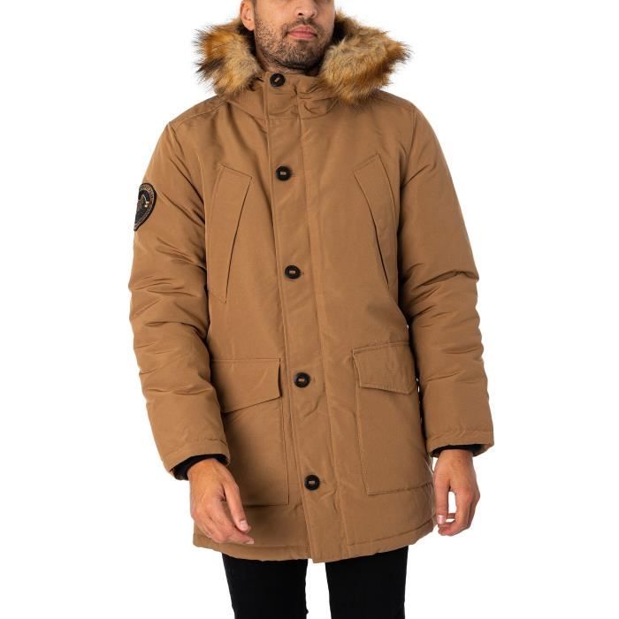 Parka A Capuche En Fausse Fourrure Everest Superdry Homme Marron Marron Cdiscount Pret a Porter