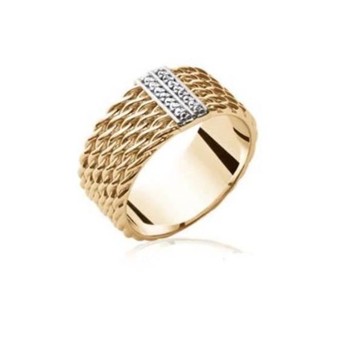 Bague En Argent Massif 925/1000 Taille 56 - Alliance Sertie De Cristaux Zirconium Rhodié - Bijouxia Neuf