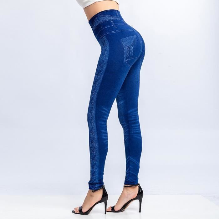 Legging Femme Imprimé Denim & Papillons - Taille Haute | Yoga Sport Confy