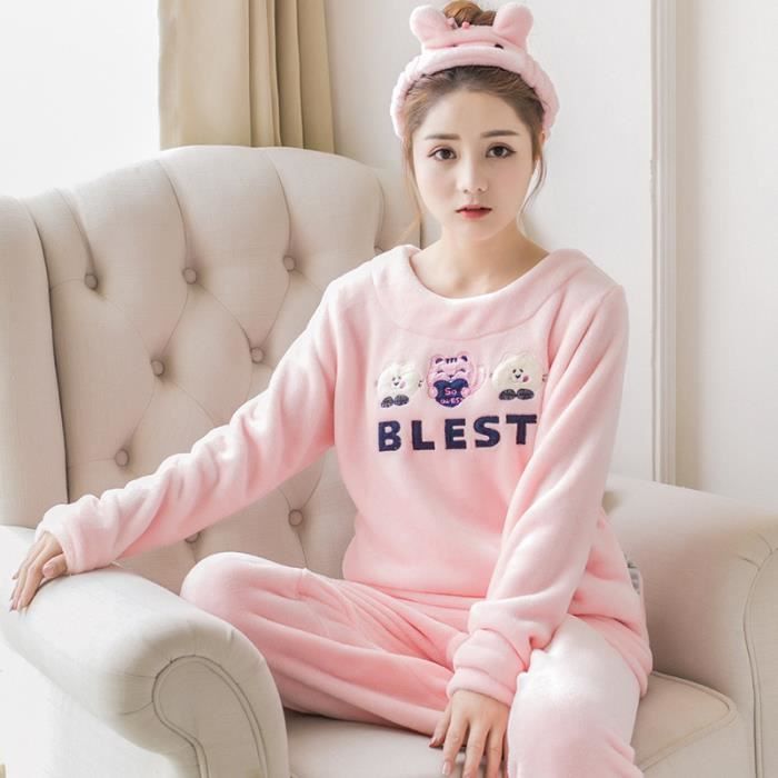 Automne hiver femmes pyjamas sets flanelle pyjama chaud femmes épais  homewear pyjama flanelle animal sleepwear femme