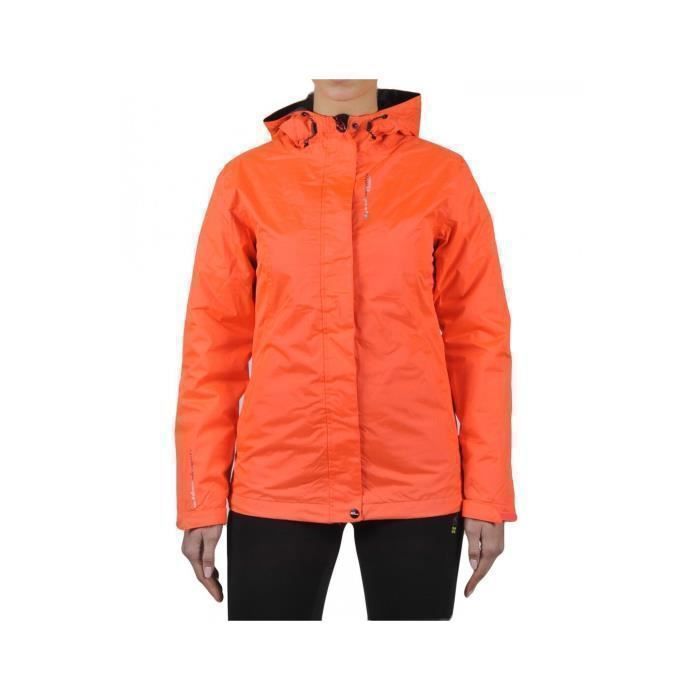 Veste imperméable double polaire femme Peak Mountain Ajik - neon corail - S