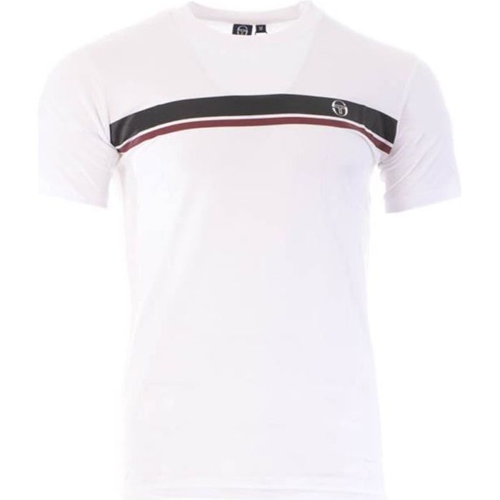 T-shirt Blanc/Bordeaux Homme Sergio Tacchini Stripe A
