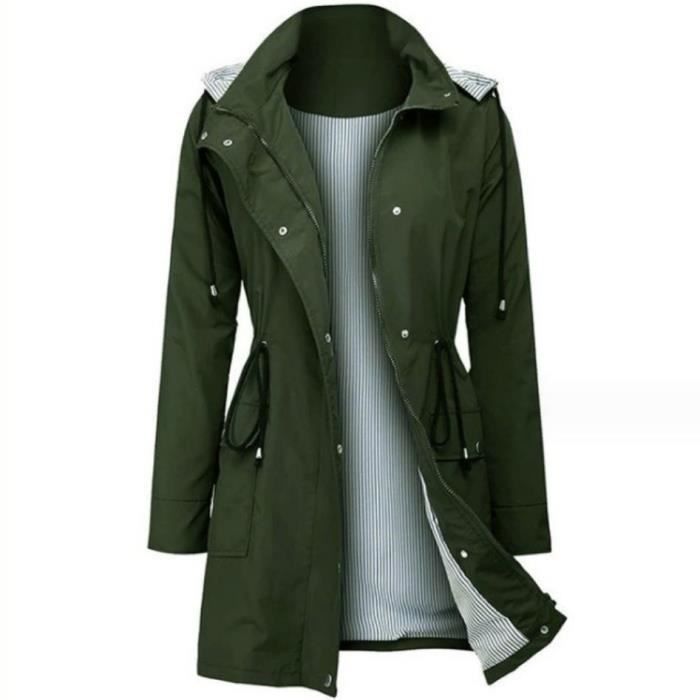 Veste Imperméable Femme EFOGEP - Coupe-vent, Capuche, Longueur Genoux, Poches