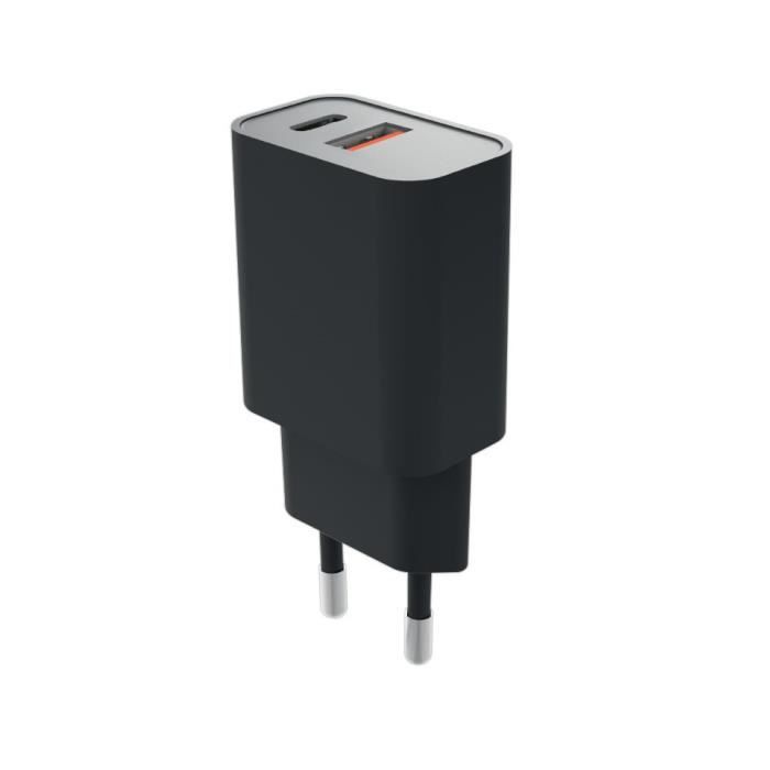 MYWAY CHARGEUR SECTEUR PD 20W USB-C + QC 18W USB-A NOIR