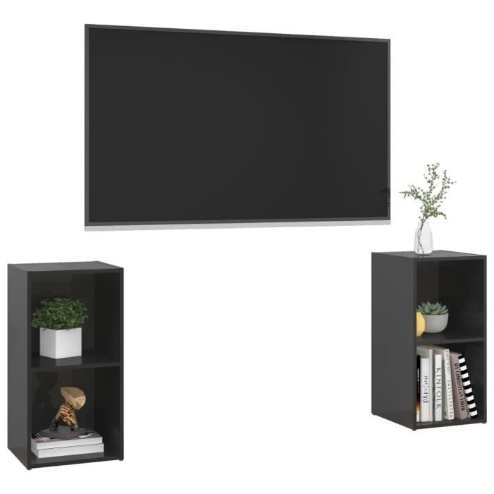 Meuble TV Moderne En.casa 100x30x42 Cm – Effet Noyer, étagères Ouvertes, Rangement Multimédia, Facile à Monter