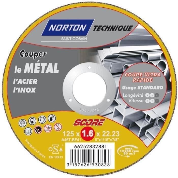 Disque à tronçonner - Score 100 - métal - 125X1.6 mm