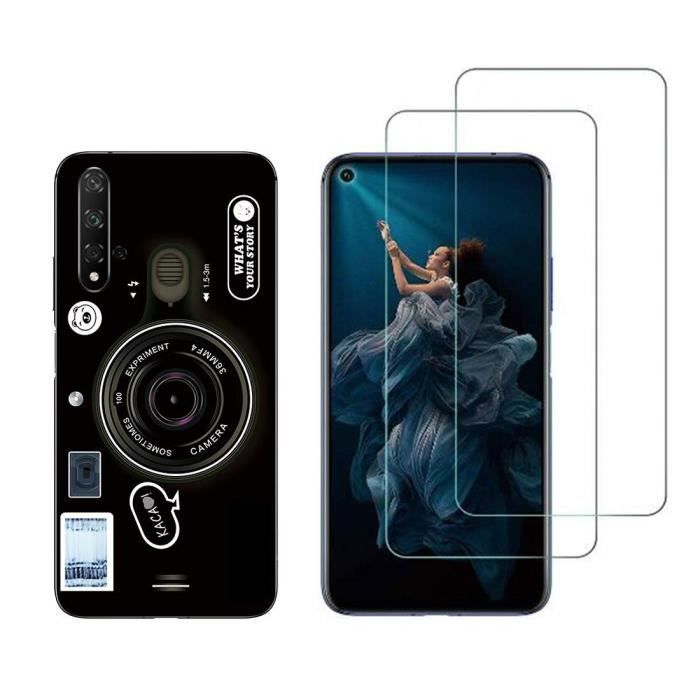 Coque et films de protection HUAWEI HONOR 20 2 Films verre trempé Coque gel souple Résistant aux chocs