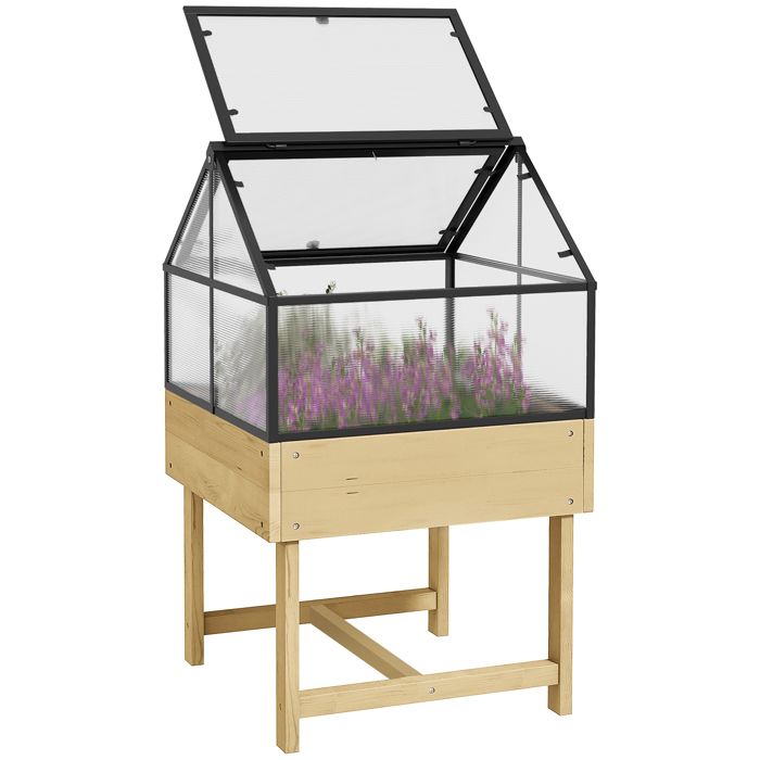 Jardinière sur pieds Outsunny Polycarbonate 60x57x103cm Bois naturel