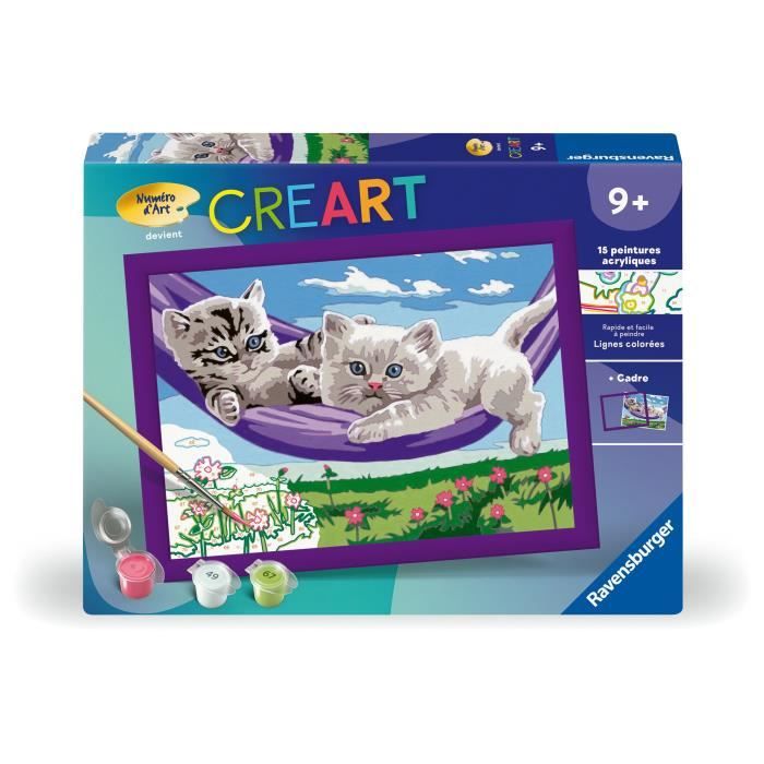 CreArt Kids 18x24cm Chatons dans le hamac Kit de peinture par numéros Numéro d'Art Dès 25828 Ravensburger