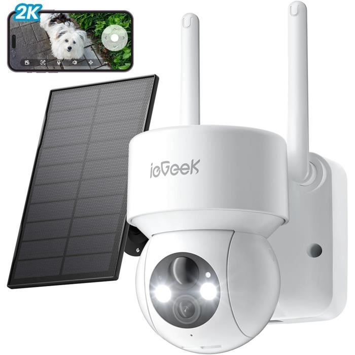 Caméra De Surveillance Extérieure 4G LTE Sans WiFi - 2K, Vision Nocturne Couleur, Détection Humaine - Panneau Solaire Et Batterie - Rotation 360° - Étanchéité IP66