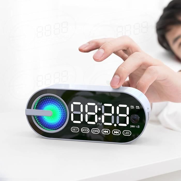 Radio-réveil Bluetooth Avec Haut-parleur – écran LED, Double Alarme, FM, Autonomie 40h – Idéal Chambre Ou Bureau
