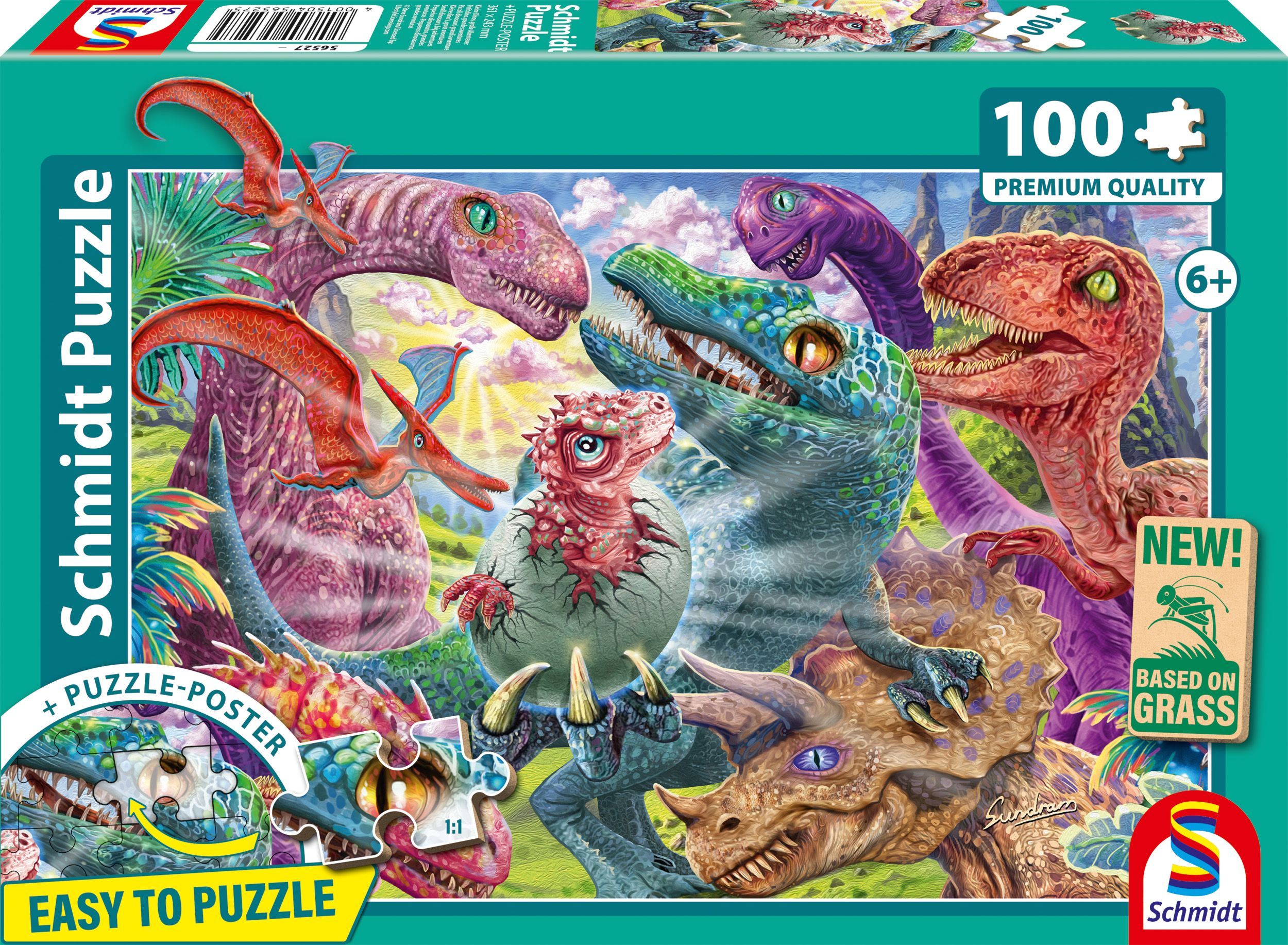 Puzzle 100 pièces Schmidt Spiele Petit dino grandes aventures 36 1 x 24 3 cm Paysage Couleurs vives Neuf - vue 9