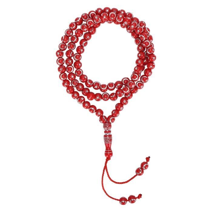 Chapelet Islamique (Misbaha) En Corail Rouge Et Argent Sterling - Fait Main Égypte