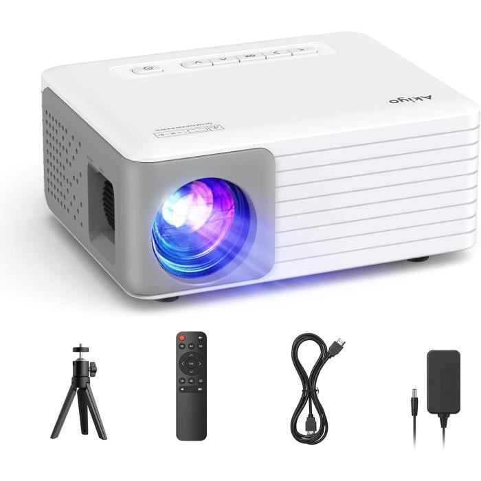 Mini Projector C11 Mini Projecteur avec Trépied, AKIYO Vidéoprojecteur 1080P Full HD ...