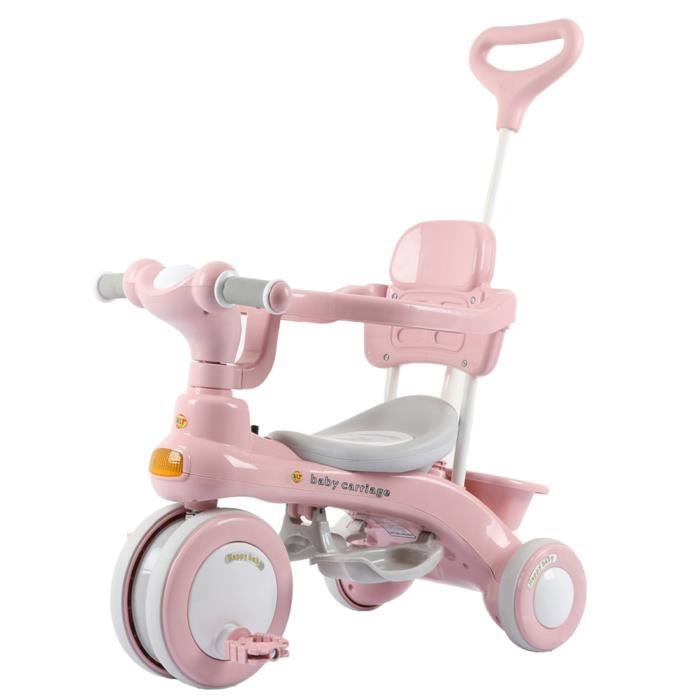 Tricycle pour enfants 3 en 1 avec poignee de poussee accoudoir enfants tricycle velo bebe marcheur garcon fille jouet Rose Cdiscount Jeux Jouets