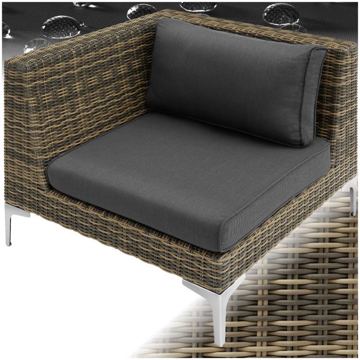 Salon de jardin - TECTAKE - Ensemble détente dextérieur modulable VILLANOVA en rotin 1 fauteuil coin droit - Marron Naturel