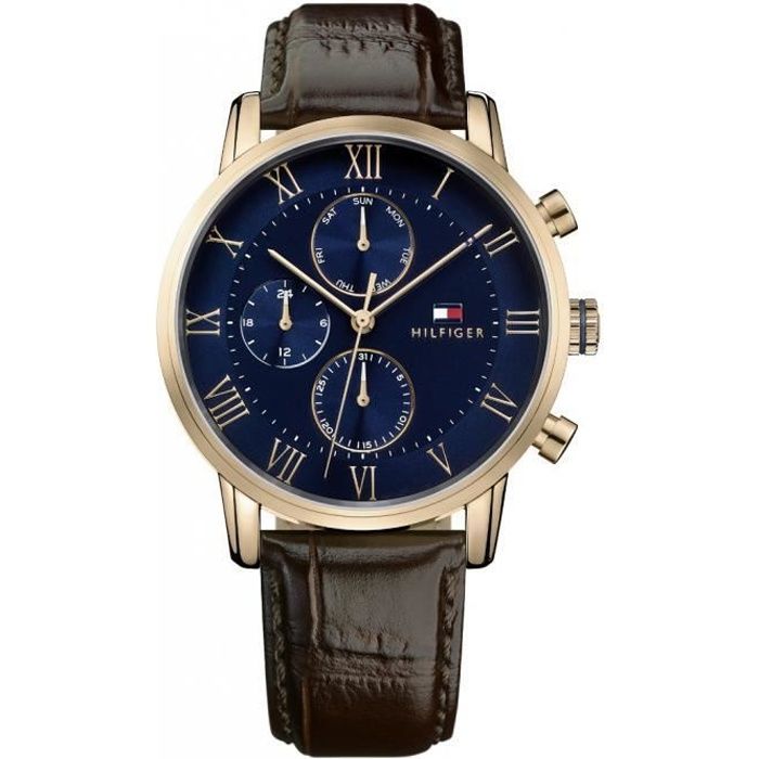 Montre Tommy Hilfiger 1791399 Montre Multifonctions Cuir Marron Homme Cdiscount Bijouterie