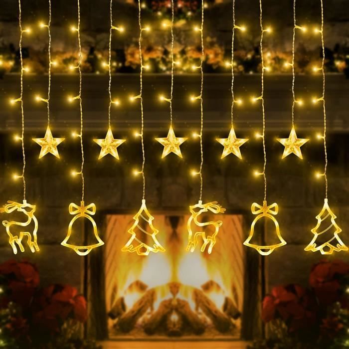 Guirlande Lumineuse 138 Leds Rideau Lumineux Renen Etoile Cloche ...