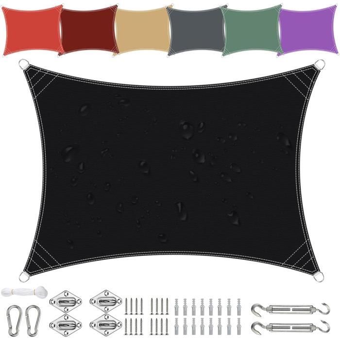 BARAKYEG Voile D'Ombrage 2x3m - Rectangulaire - Résistant UV Et Imperméable - Avec Corde - Gris