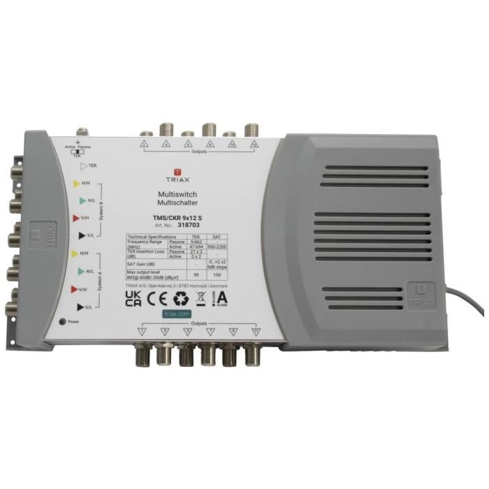 Triax TMS-CKR 9x12 S Commutateur multiple SAT Entrées (commutateur multiple): 9 (8 SAT-1 terrestre) Nombre dabonnés: 12