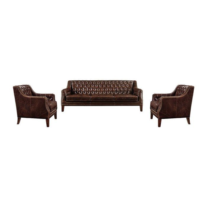 Canapé 3 places et 2 fauteuils en cuir COLBERT -