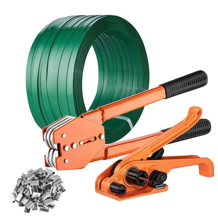Kit Cerclage Manuel VEVOR - Tendeur Et Scellant Acier - Bande PP 800m - 1000 Joints - Pour Palette Et Emballage