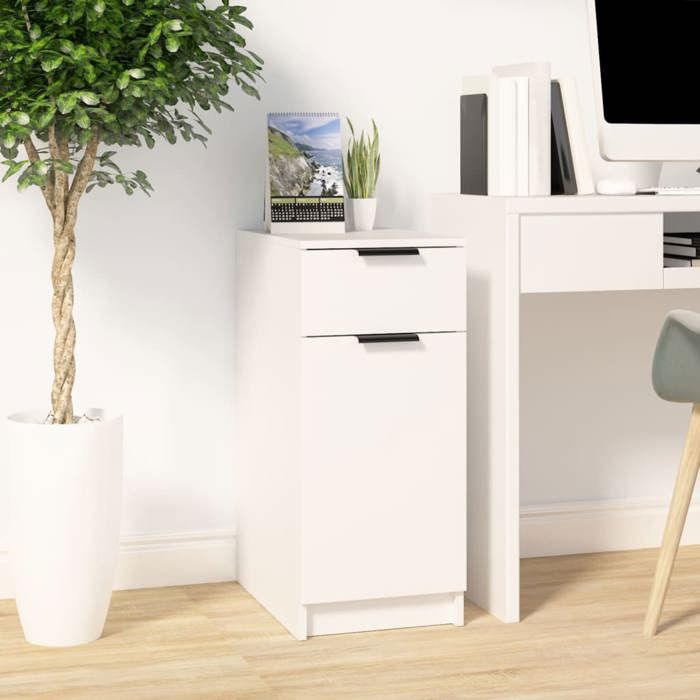 VidaXL Armoire De Bureau Blanche 33,5x50x75 Cm - Meuble Rangement Salle D'Étude Bois D'Ingénierie