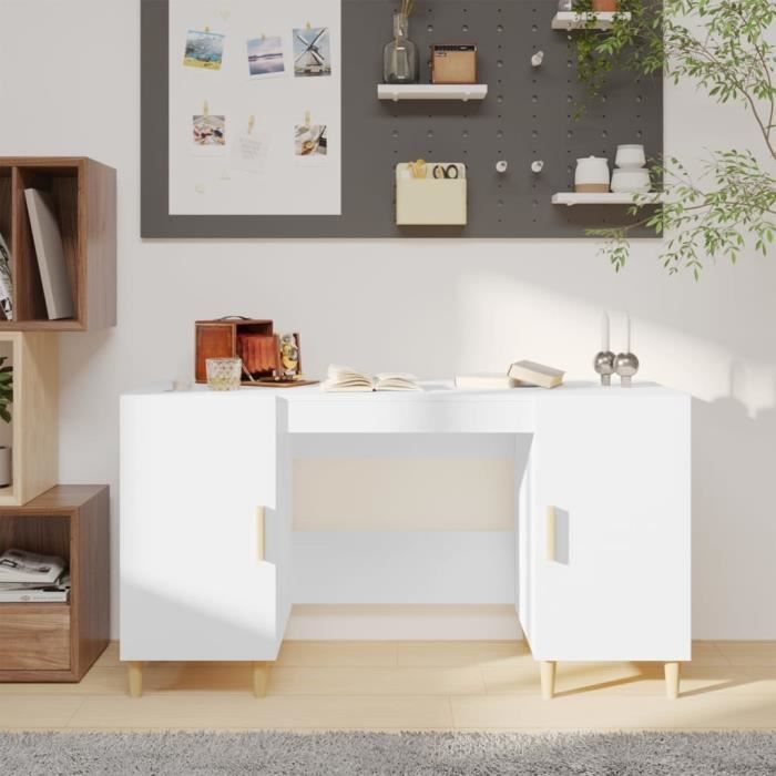 vidaXL Bureau Blanc 140x50x75 cm Bois dingénierie 812762
