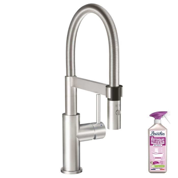 Robinet cuisine VILLEROY ET BOCH Steel expert compact acier massif + nettoyant