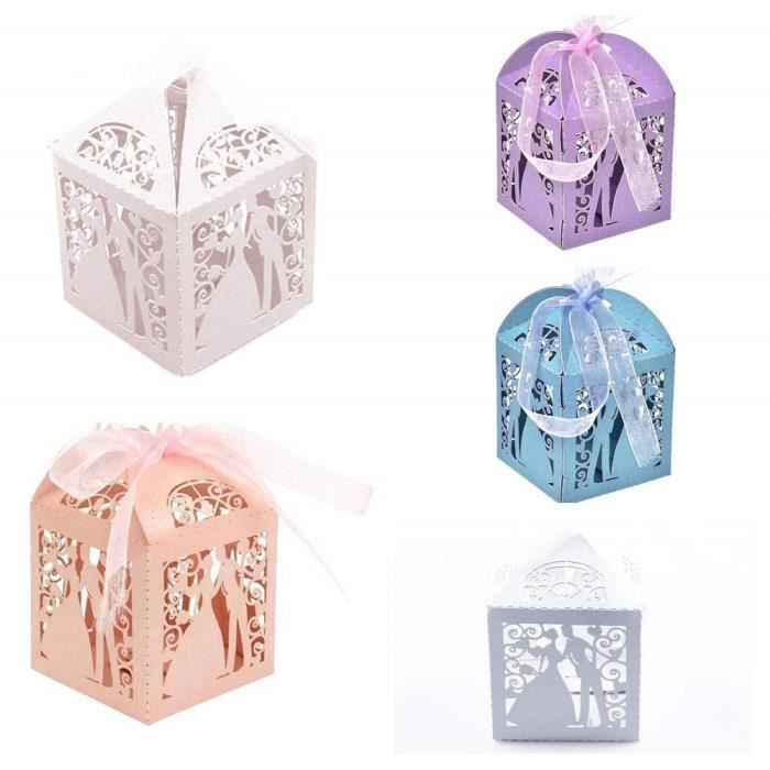 10 Pcs Boite A Dragees De Mariage Couple De Maries De Decoupe Laser Candy Boite Cadeau Fete Decoration De Mariage Violet Achat Vente Boite Cadeau 10 Pcs Boite A Dragees De Cdiscount