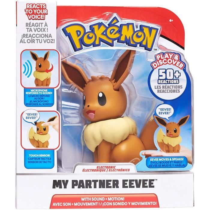 PoKéMoN PKW0031 My Partner Eevee 10 cm Tall, Interactive, Touch and Move Reacts with Discovery and Training Mode