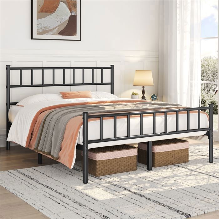 Sommier Double 160x190 Cm En Fer Avec Lattes - 100% Fabriqué En Italie - Structure Orthopédique