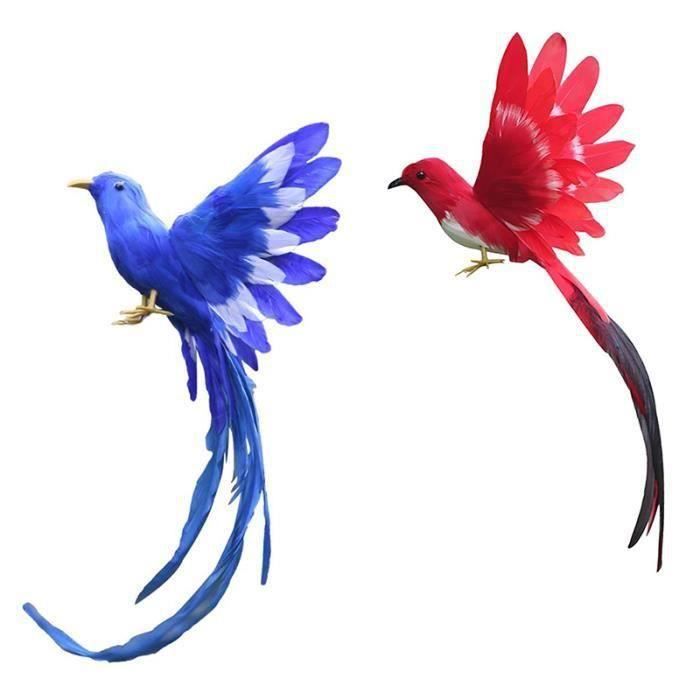 Oiseau Artificiel Gazechimp Plumes Perroquet Bleu Rouge 40x15x6cm - Décoration Jardin