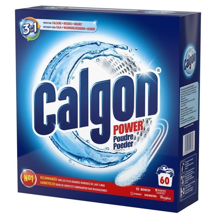 CALGON Poudre 3 en 1 anti-calcaire et nettoyante compactée - 60 lavages - 1 Kg