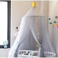 Ciel de Lit Baldaquin Moustiquaire pour Bébé Enfant - Gris - Avec Etoiles Ors - 60cm x 240cm-1