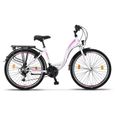 Licorne Bike Stella Premium City Bike 24,26 et 28 pouces – Vélo hollandais, Garçon [Blanc, 26]-1