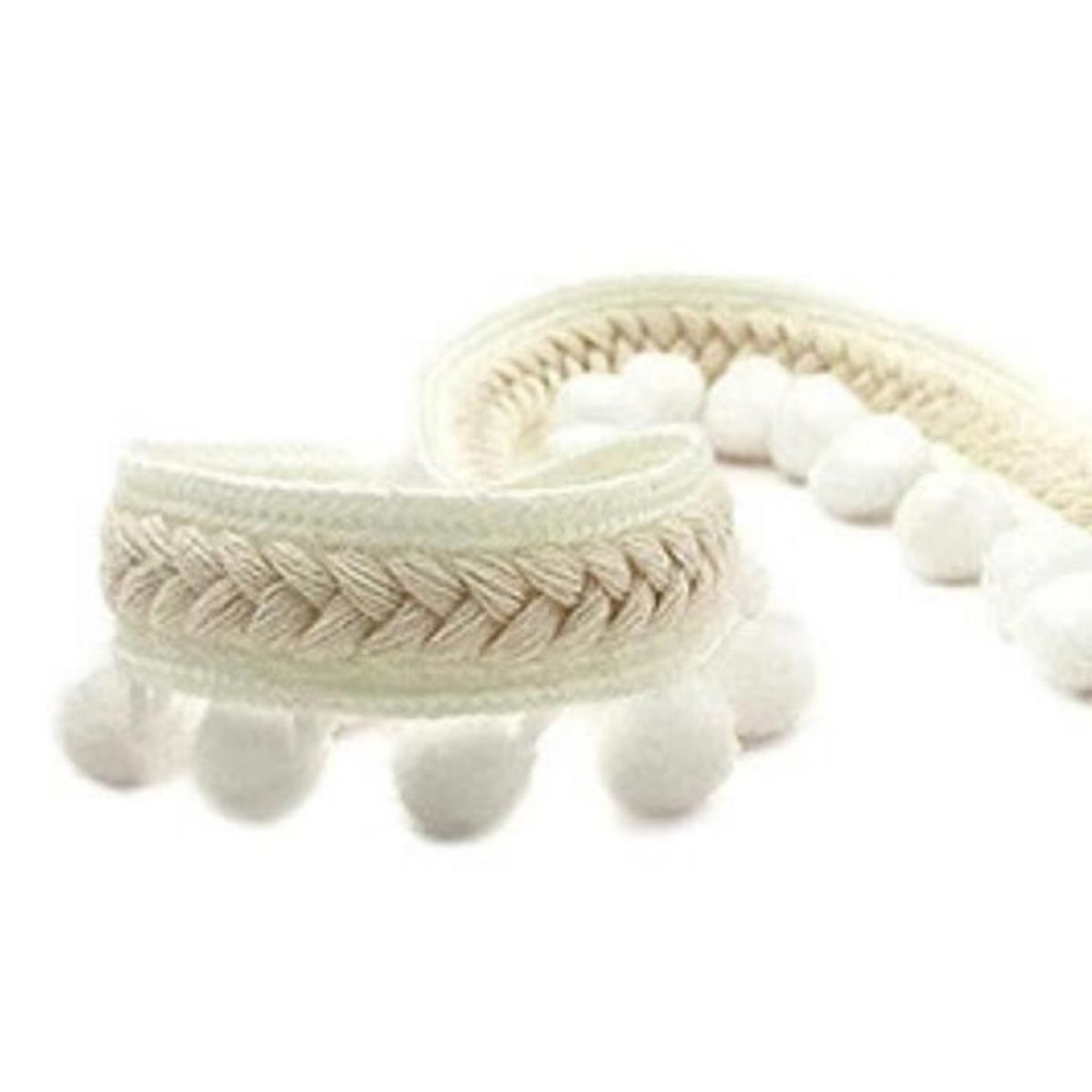 Ruban Frange Pom Pom Blanc - Garniture Décorative Pour Couture DIY - 10 Yards, Boules De 5mm, Pour Vêtements, Rideaux, Oreillers Et Décoration Maison