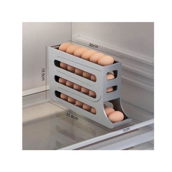 Distributeur D'œufs Automatique 4 Niveaux - Range œufs Frigo Jusqu'à 30 œufs - 2 Pièces Blanc