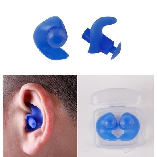 1 Paire silicone souple natation bouchon d'oreille imperméable à l'eau clip  nage écouteurs surf natation bouchons d'oreilles Bleu - Cdiscount Sport